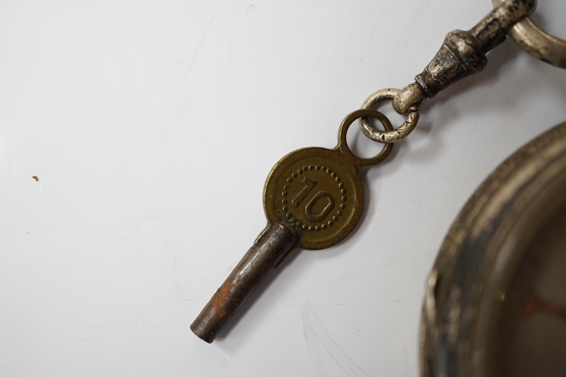 A Victorian silver open face keywind pocket watch by Davies of Ebbe Vale and one other late silver pocket watch. Condition - poor